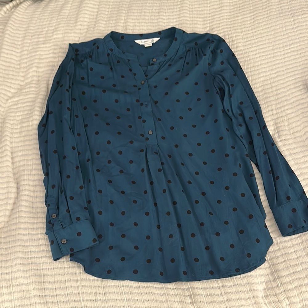 Old Navy Blue Asymmetrical Buttoned Blouse